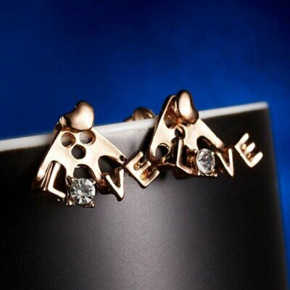 Love Stud Crystal Earrings
